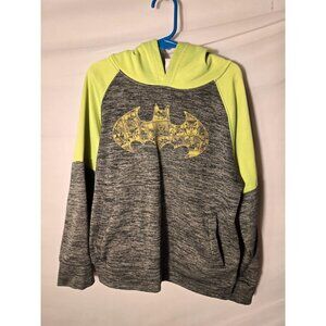 Batman Hoodie Hooded Sweatshirt Boys Size Medium M 8 Gray Green Logo